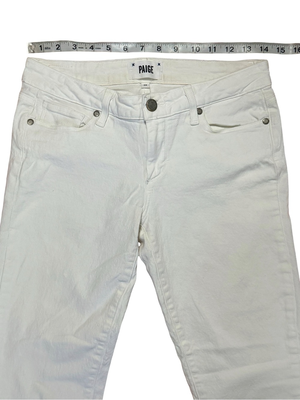PAIGE Kylie Crop White Jeans Size 28 Made in USA Stretch Denim - Picture 5 of 9